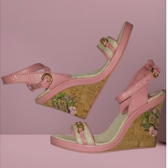 Coach | Shoes | Coach Pink Wedge Heeled Sandals | Poshmark